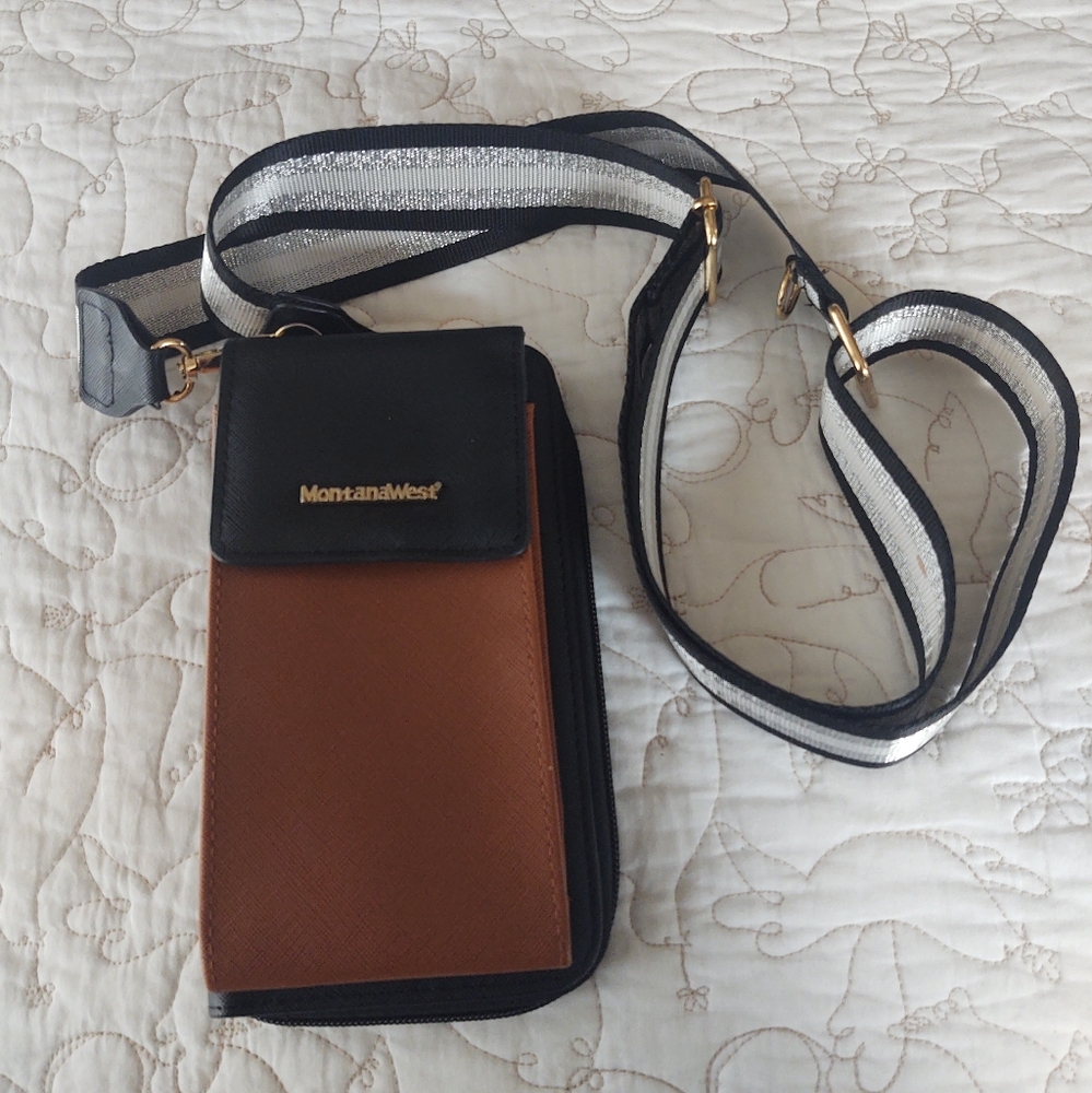 Montana West Brown and Black Crossbody wallet/phone holder
